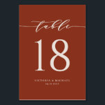 Terracotta Bold Minimalist Script Wedding Table Number<br><div class="desc">Add a boho terracotta accent to your event with these customisable table numbers cards. It features a simple calligraphy script and classic typography. Personalise by adding names,  date and table numbers. This terracotta script table number card is perfect for weddings,  bridal showers,  baby showers and so much more.</div>