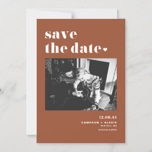 Terracotta Bold Typography Photo Save the Date Magnetic Invitation