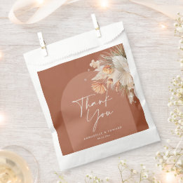 Terracotta botanical arch modern pampas grass favour bag