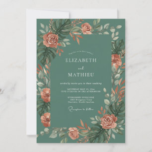 Terracotta Botanical Arch Wedding Invitation