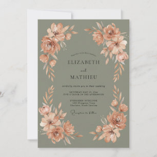 Terracotta Botanical Bloom Wedding Invitation
