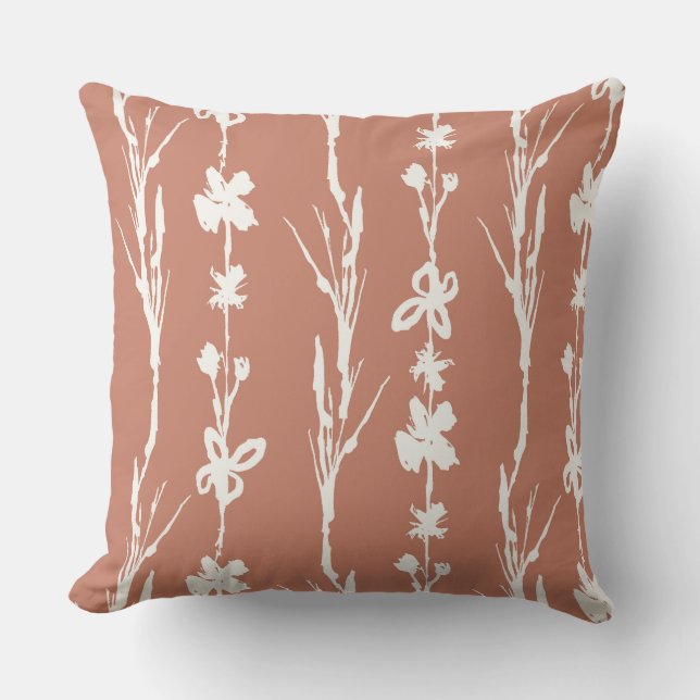 Terracotta Botanical Design for Natural Decor Cushion (Front)