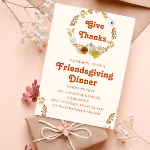 terracotta botanical fall tones Friendsgiving Invitation