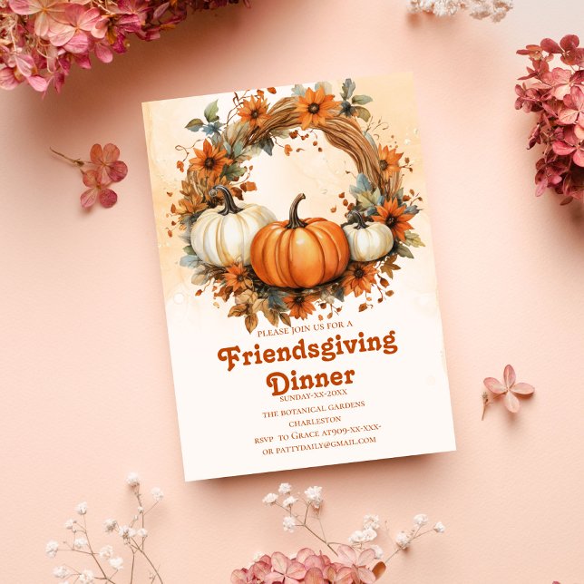 terracotta botanical fall tones Friendsgiving  Invitation (Creator Uploaded)