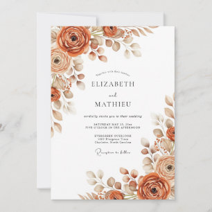 Terracotta Botanical Fall Wedding Invitation