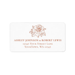 Terracotta Botanical Floral Wedding RSVP Address Label