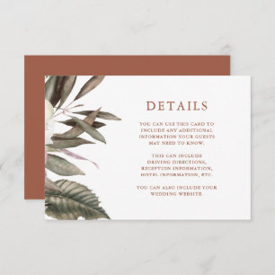Terracotta Botanical Guest Information Enclosure Card