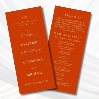 Terracotta Botanical Minimalist Christian Wedding  Program