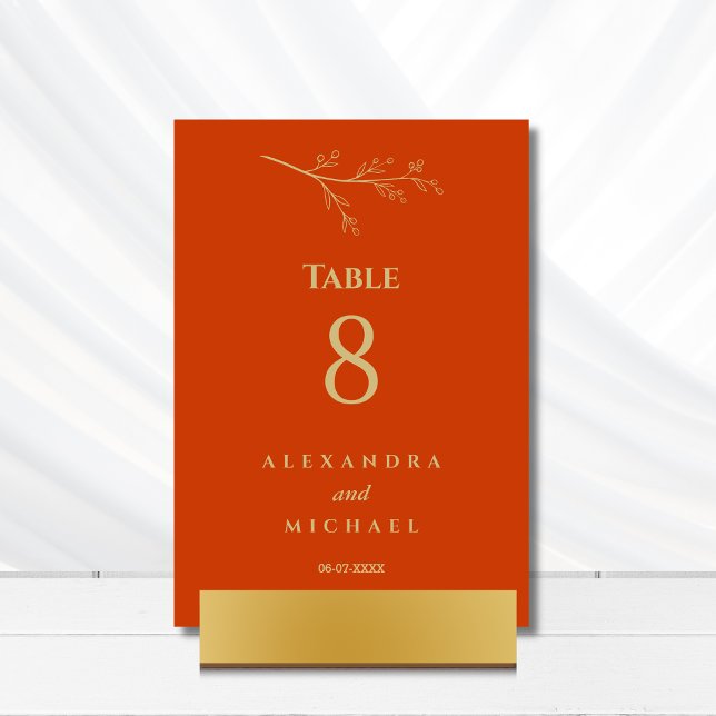 Terracotta Botanical Minimalist Wedding   Table Number (Creator Uploaded)