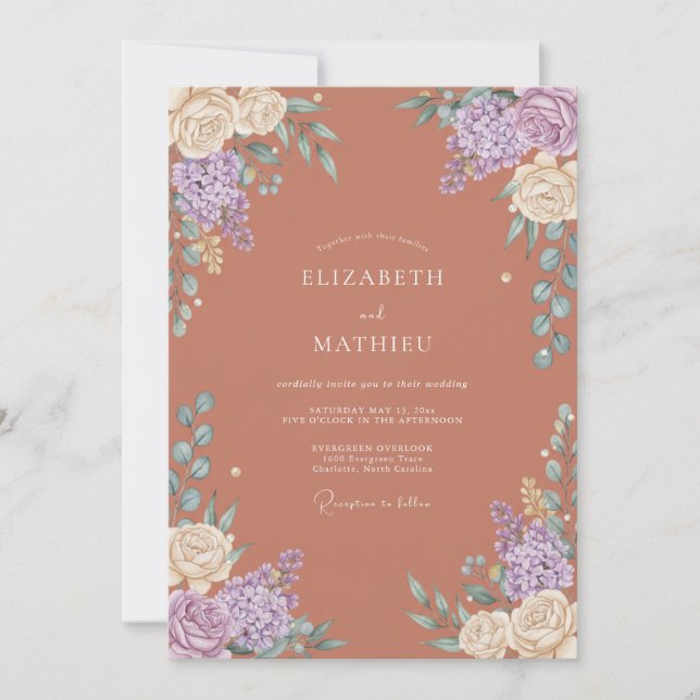 Terracotta Botanical Romance Wedding Invitation (Front)