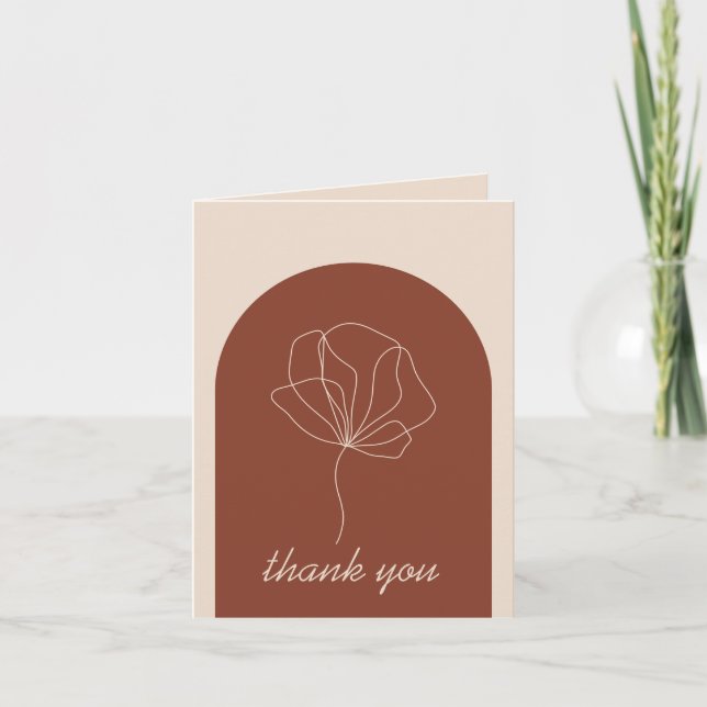 Terracotta Botanical Simple Bohemian Thank You Card (Front)