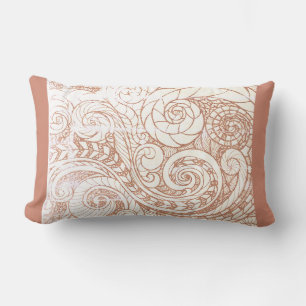 Terracotta Botanical Swirl Lumbar Cushion