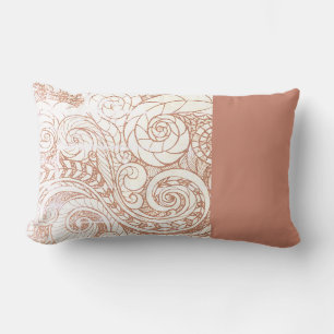 Terracotta Botanical Swirl Lumbar Cushion