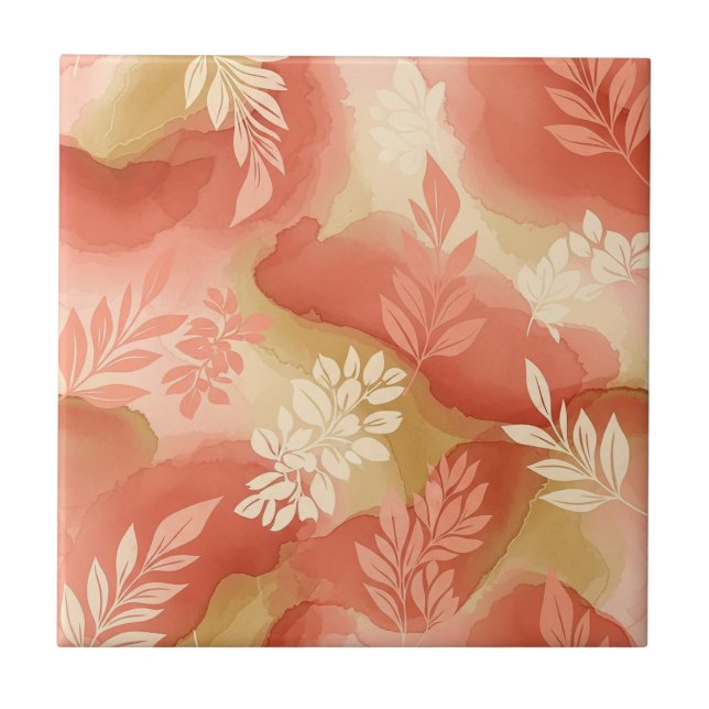 Terracotta Botanical - Warm Earthy Floral Ceramic Tile (Front)