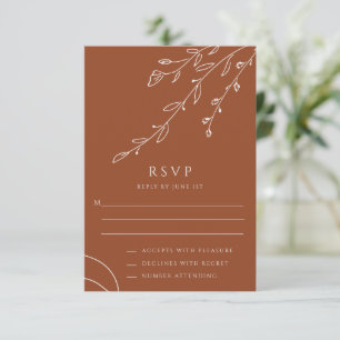 Terracotta Botanical Wedding RSVP Card