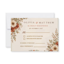 Terracotta Botanical Wedding RSVP Card