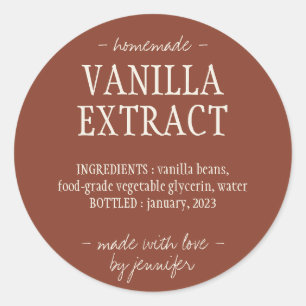 Terracotta Bottle Homemade drink Vanilla Extract Classic Round Sticker