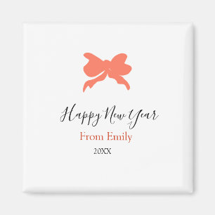 Terracotta bow happy new year name year boho retro magnet