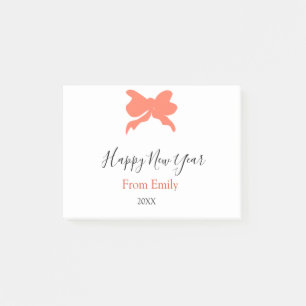 Terracotta bow happy new year name year boho retro post-it notes