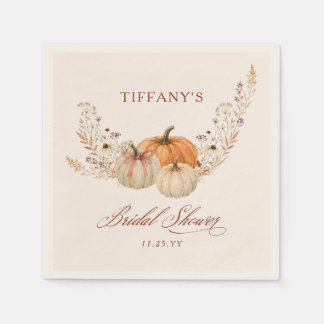 Terracotta Bow Pumpkin Floral  Fall Bridal Shower Napkin