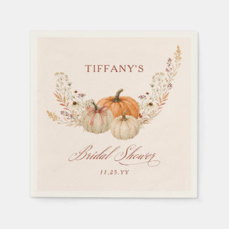 Terracotta Bow Pumpkin Floral  Fall Bridal Shower Napkin