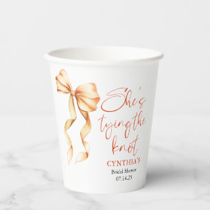 Terracotta Bow She's Tying the Knot Bridal Shower Paper Cups