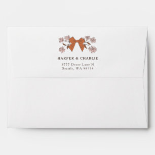 Terracotta Bow Wedding Return Address Envelope