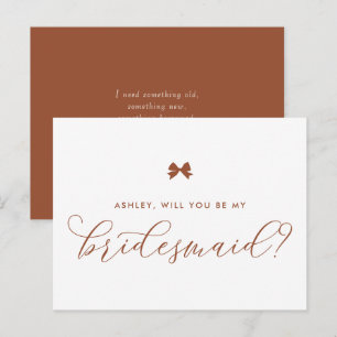 Terracotta Bow Will You Be My Bridesmaid Card