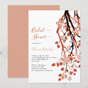 Terracotta branch with flowers bridal shower invitation