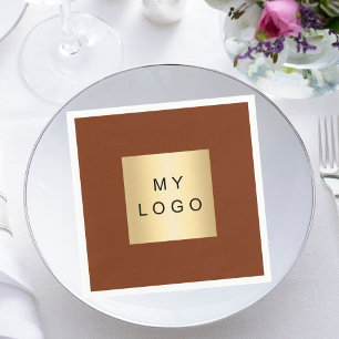 Terracotta brown business logo napkin