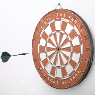 Terracotta Brown Custom Family Name Classic Dartboard