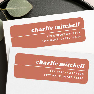 Terracotta brown retro font trendy return return address label