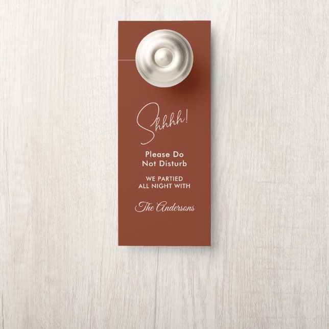 Terracotta Brown Wedding White  Door Hanger (On Knob)