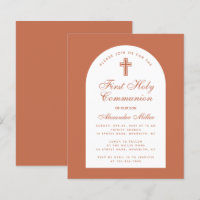 Terracotta Budget Boy First Communion Invitation