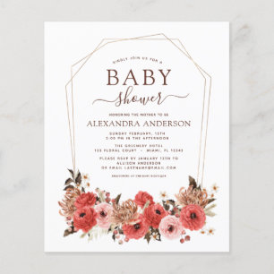 Terracotta Budget Fall Baby Shower Floral Flyer