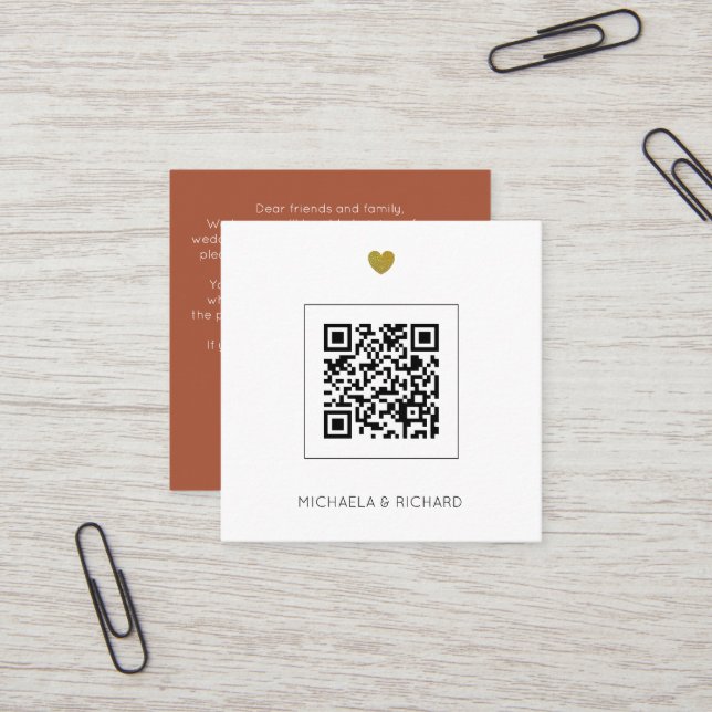  Terracotta Budget QR Code Wedding Invitation (Front/Back In Situ)