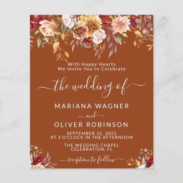 Terracotta Budget Romantic Fall Floral Wedding (Front)