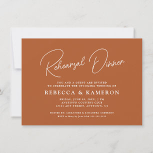 Terracotta Budget Script Rehearsal Dinner Invitation