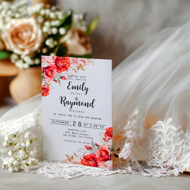 Terracotta Burgundy Blush Floral Vellum Overlay Vellum Invitations (Creator Uploaded)