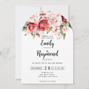 Terracotta Burgundy Blush Floral Wedding  Invitation