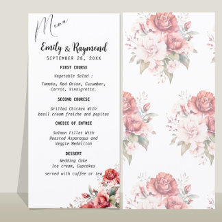 Terracotta Burgundy Blush Floral Wedding Menu
