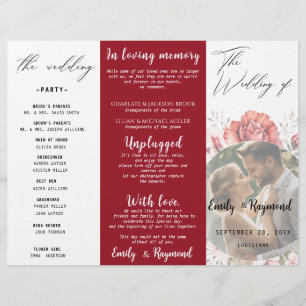 Terracotta Burgundy Blush Floral Wedding  Program