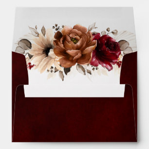 Terracotta Burgundy Mauve Floral Geometric Wedding Envelope