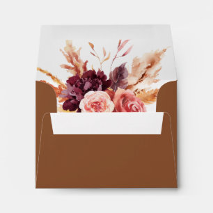 Terracotta Burgundy Wedding Return Address RSVP Envelope