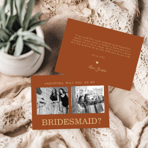 Terracotta Burnt Bridesmaid Proposal Photo Card
