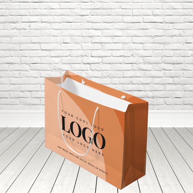 Terracotta Burnt Orange Add Your Business Logo Large Gift Bag (Creator Uploaded)