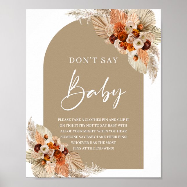 Terracotta burnt orange boho arch Don't say baby Poster (Front)