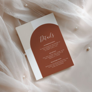 Terracotta Burnt Orange Boho Arch Wedding Details Enclosure Card
