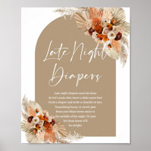 Terracotta burnt orange boho Late night diapers Poster