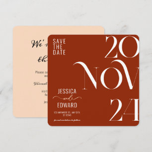 Terracotta Burnt Orange Boho Rustic Simple Modern Save The Date